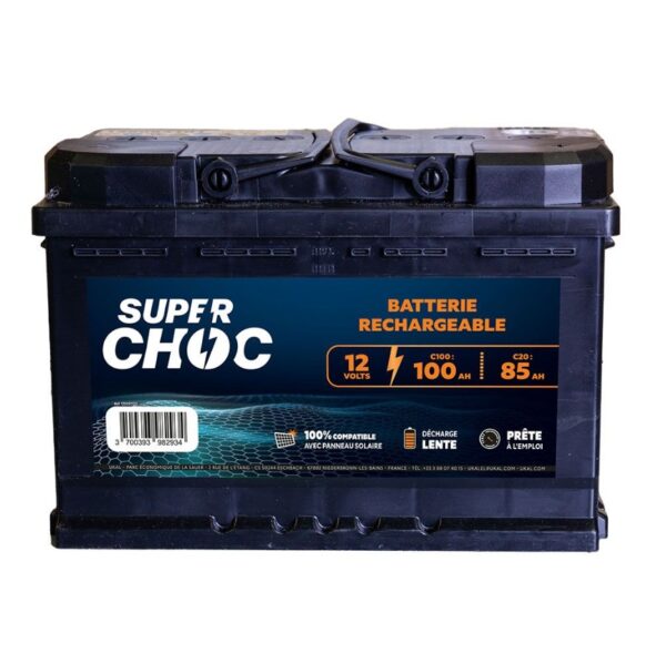 Batterie de clôture rechargeable 12V 100Ah SUPERCHOC