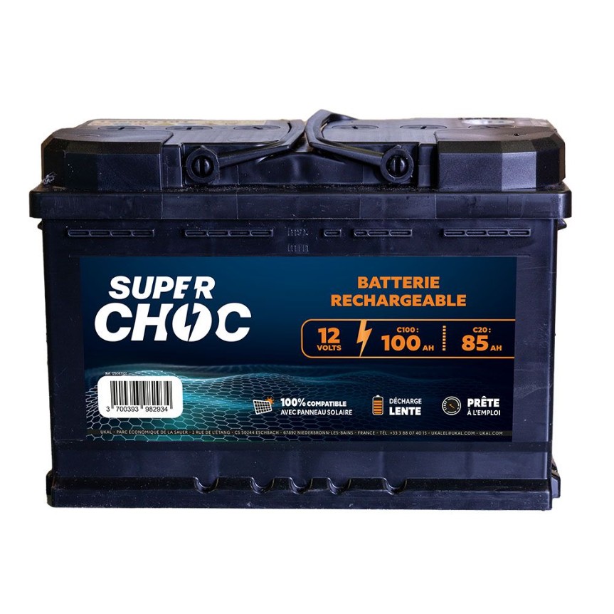 Batterie de clôture rechargeable 12V 100Ah SUPERCHOC