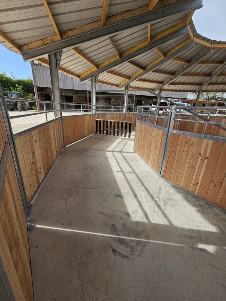Intérieur d'un marcheur pour chevaux couvert