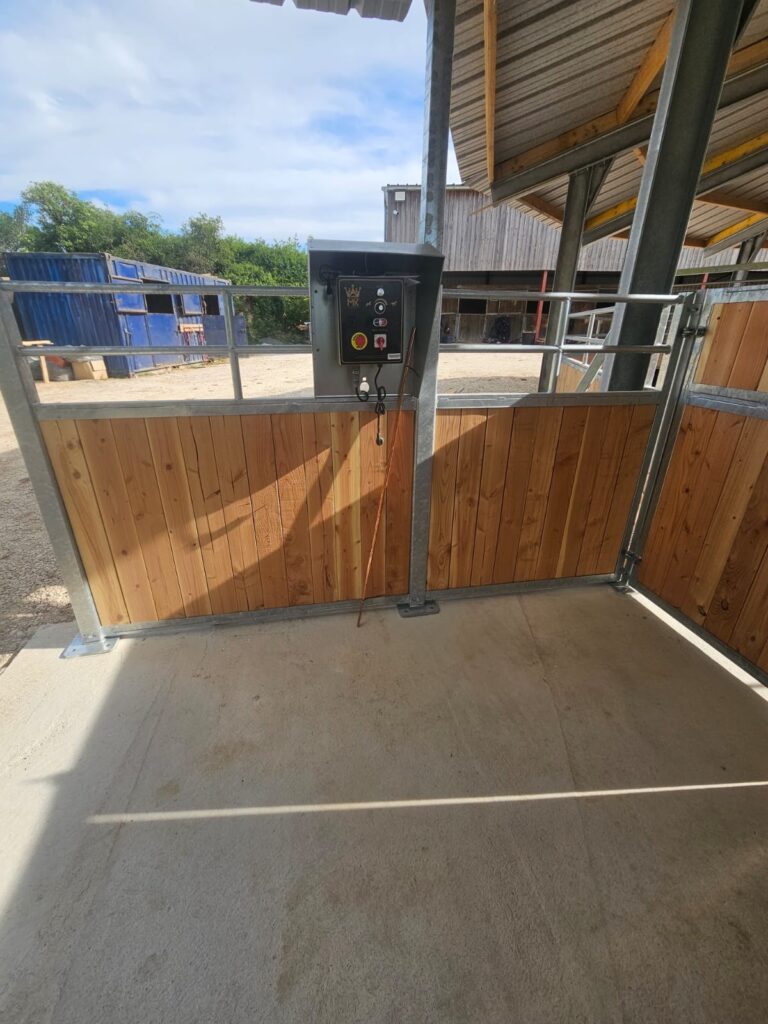Intérieur d'un marcheur pour chevaux couvert