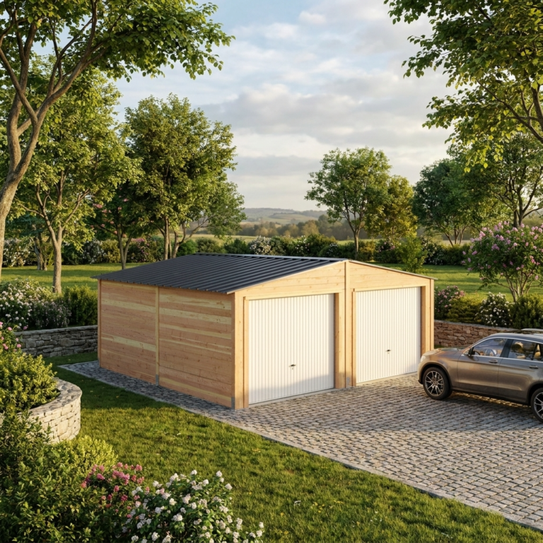Garage double 6 x 6m, en bois Douglas