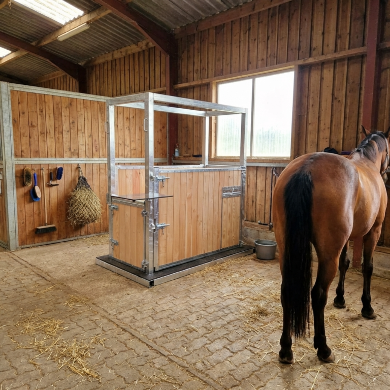 Barre d'échographie pour contenir la jument lors d'examen gynécologique