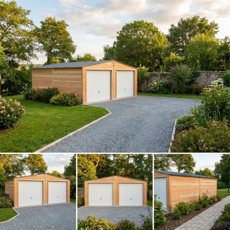 Garage double 6 x 6m, en bois Douglas