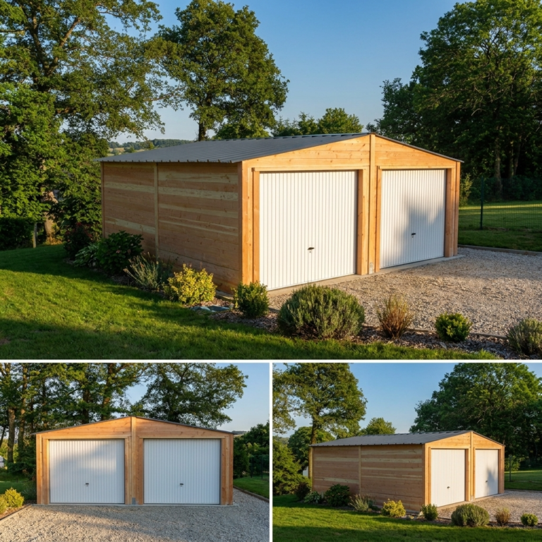 Garage double 6 x 6m, en bois Douglas