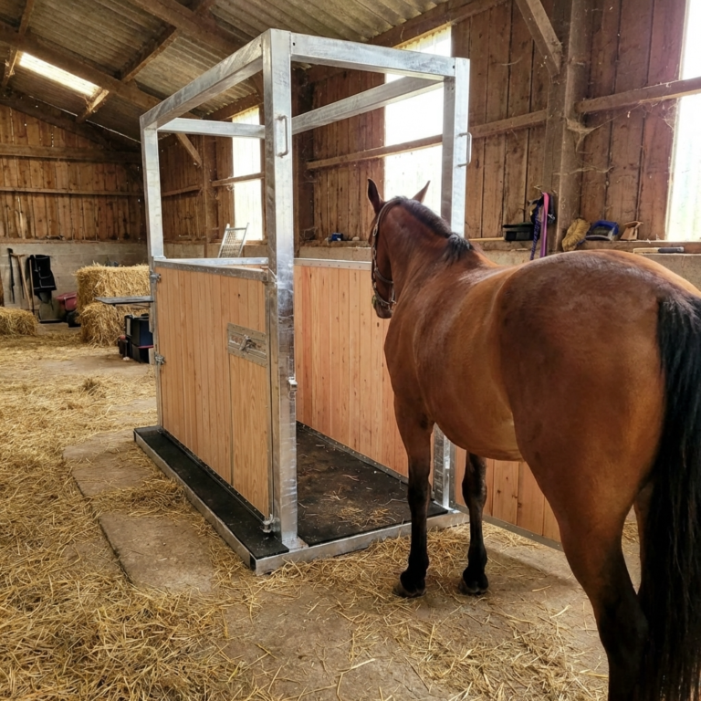 Barre d'échographie pour contenir la jument lors d'examen gynécologique