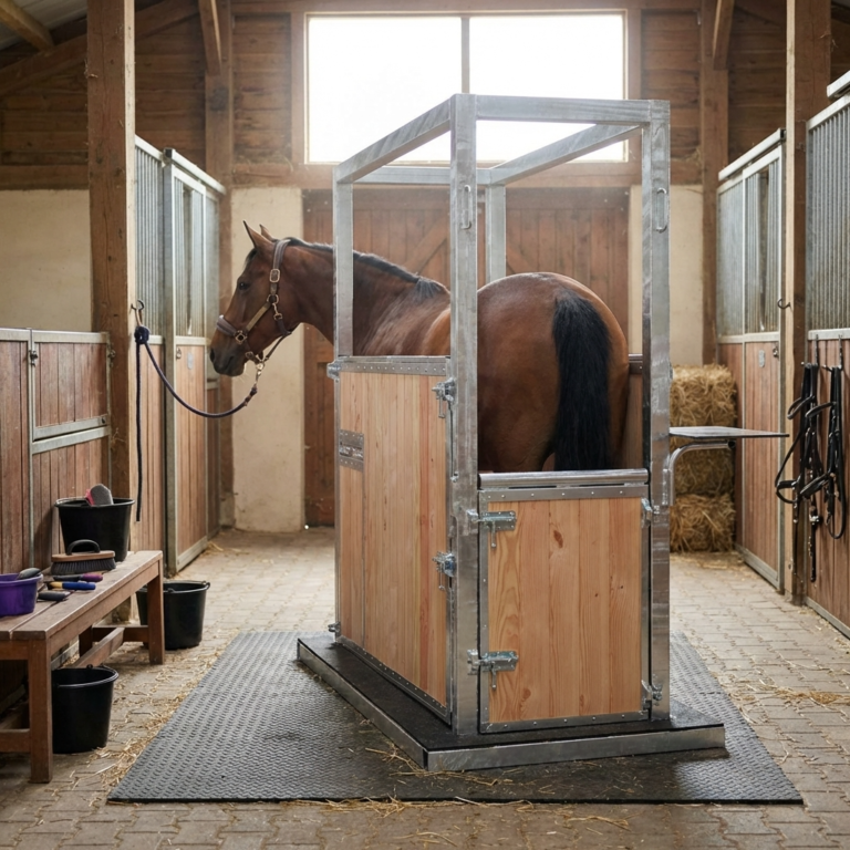 Barre d'échographie pour contenir la jument lors d'examen gynécologique