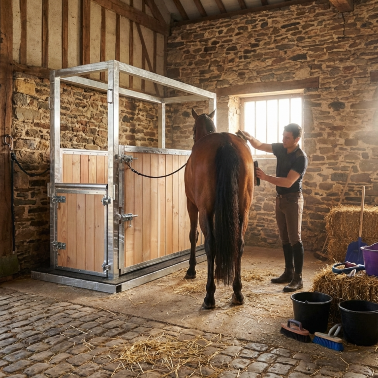 Barre d'échographie pour contenir la jument lors d'examen gynécologique