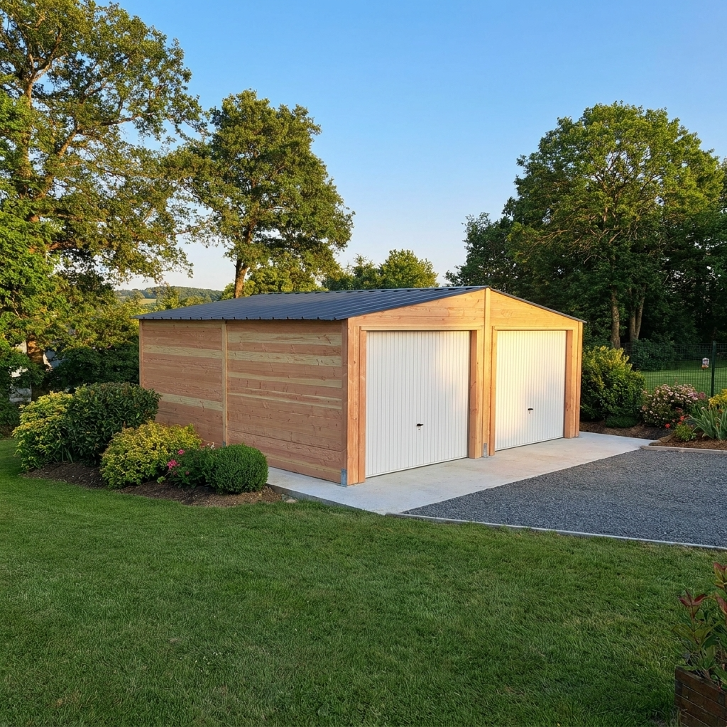 Garage double 6 x 6m, en bois Douglas