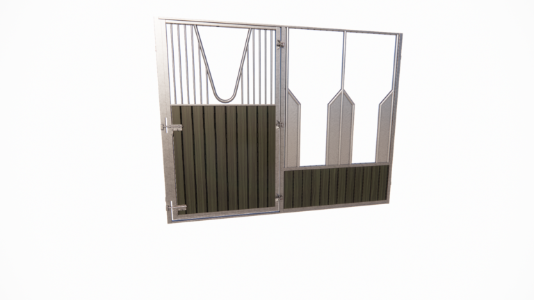 Façade de box avec porte battante col de cygne libre-service résine