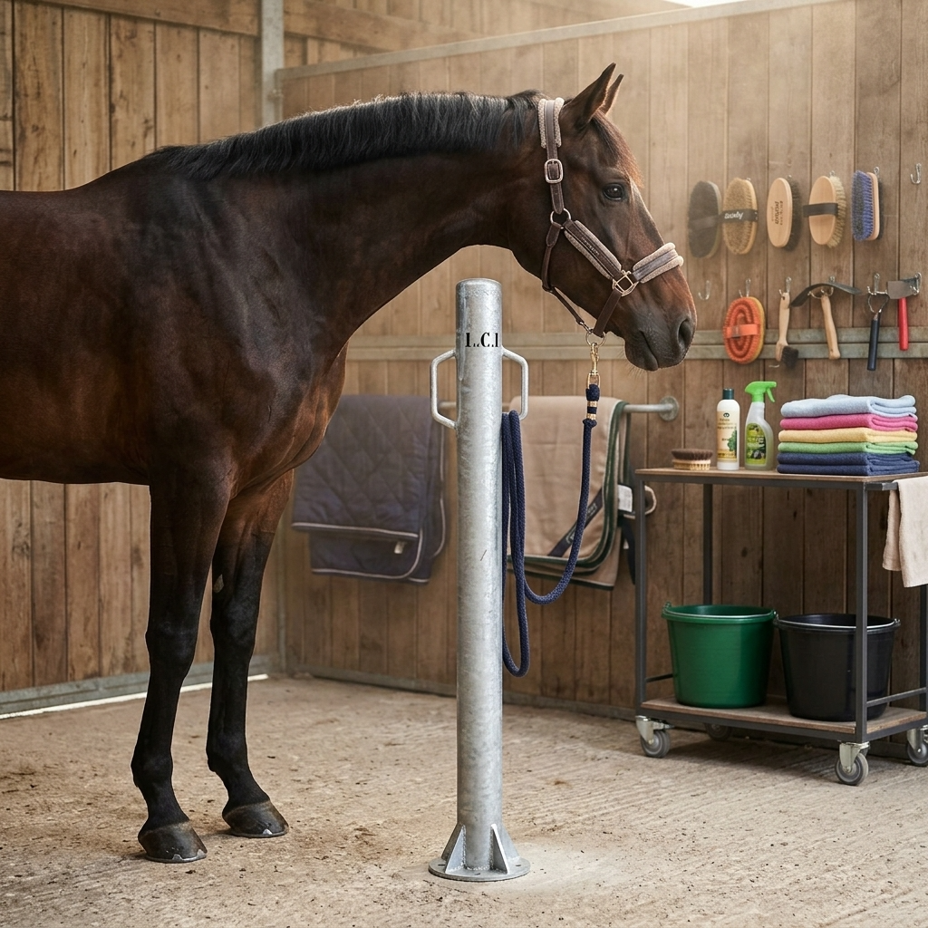 Poteau d'attache LCI Cheval en métal galva solide