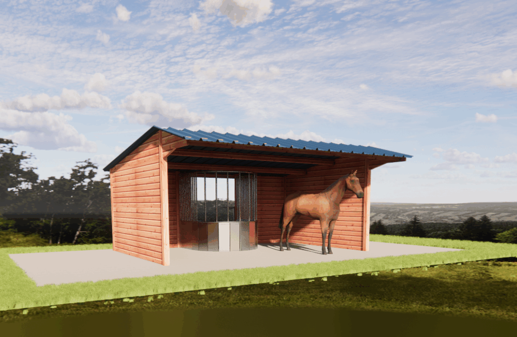 Abri chevaux nourrisseur circulaire