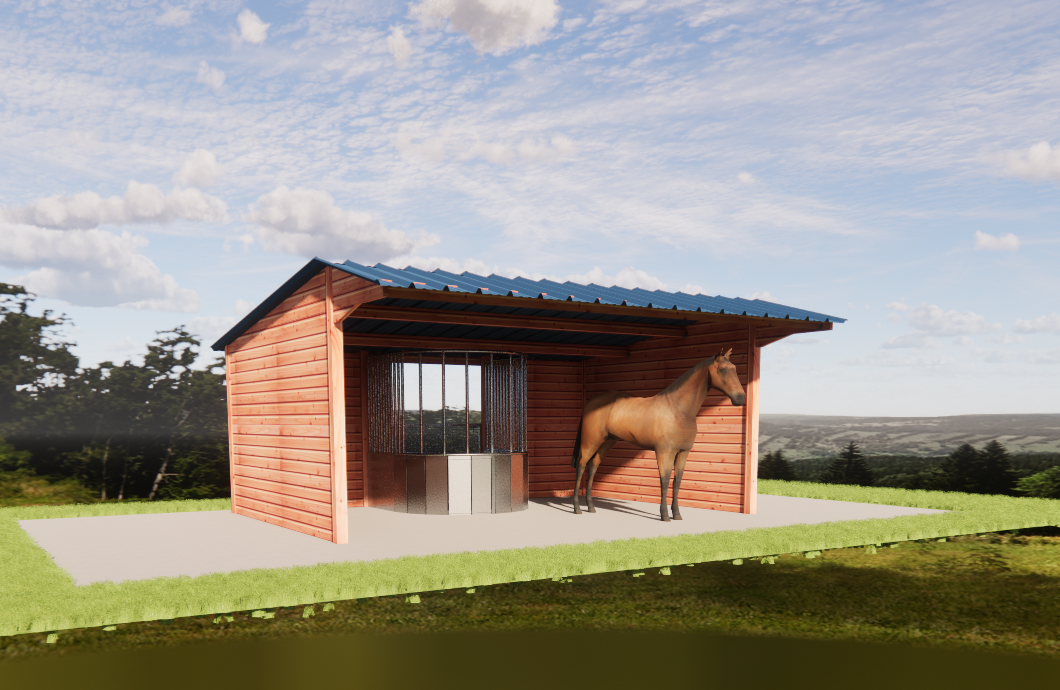 Abri chevaux nourrisseur circulaire