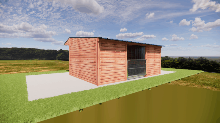 Abri double chevaux en bois Douglas avec râtelier central LCI Cheval