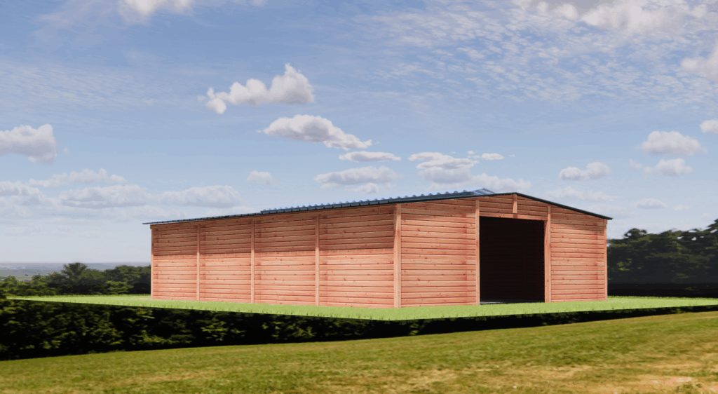 Grand abri chevaux 12×9 m en bois Douglas LCI Cheval