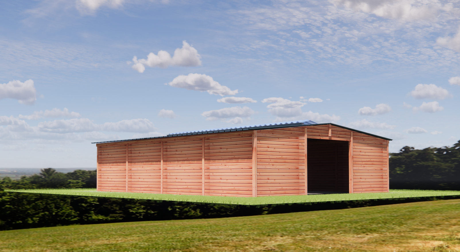 Grand abri chevaux 12×9 m en bois Douglas LCI Cheval