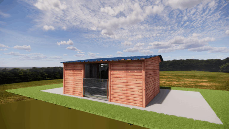 Abri double avec râtelier central circulaire