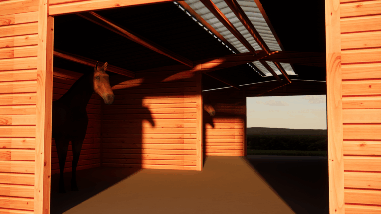 Grand abri chevaux 12×9 m en bois Douglas LCI Cheval