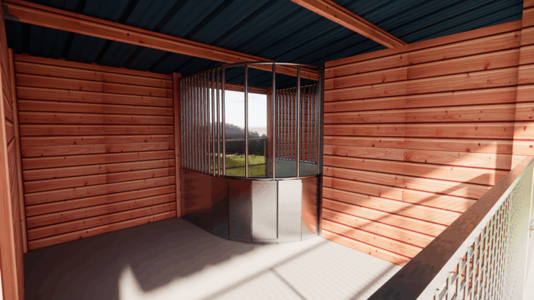 Râtelier circulaire central pour nourrissage commun chevaux