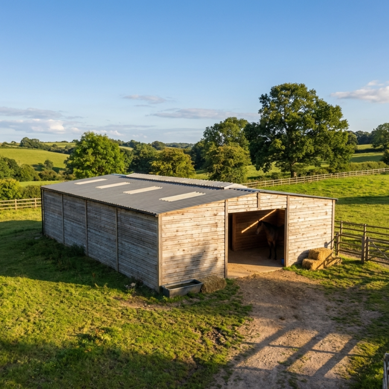 Grand abri de stabulation pour chevaux