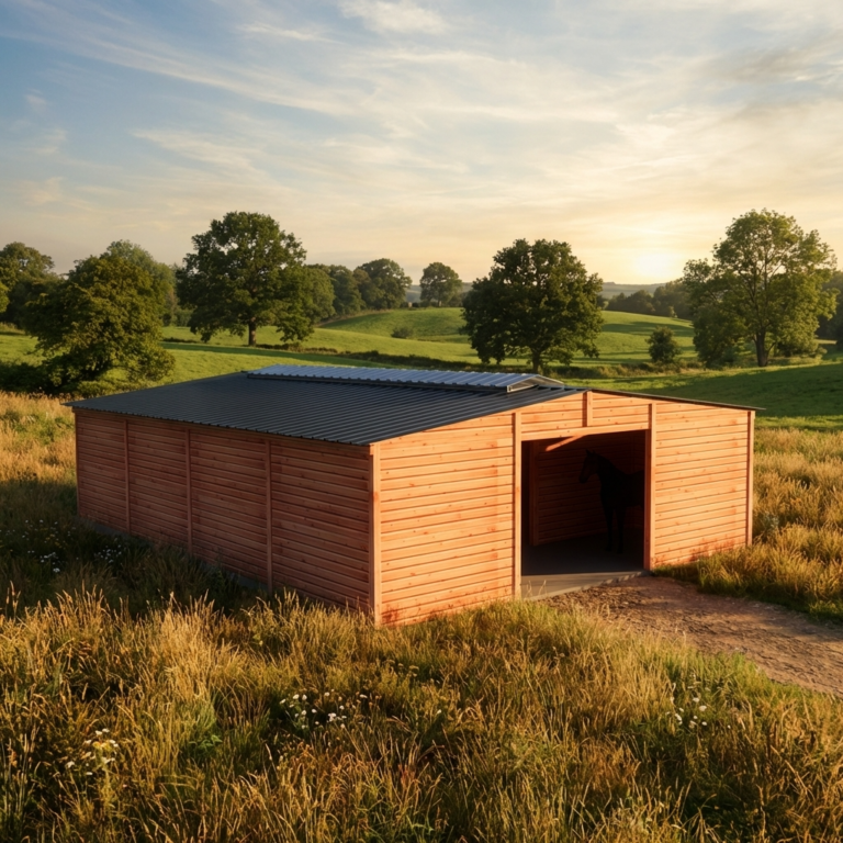 Grand abri de stabulation pour chevaux