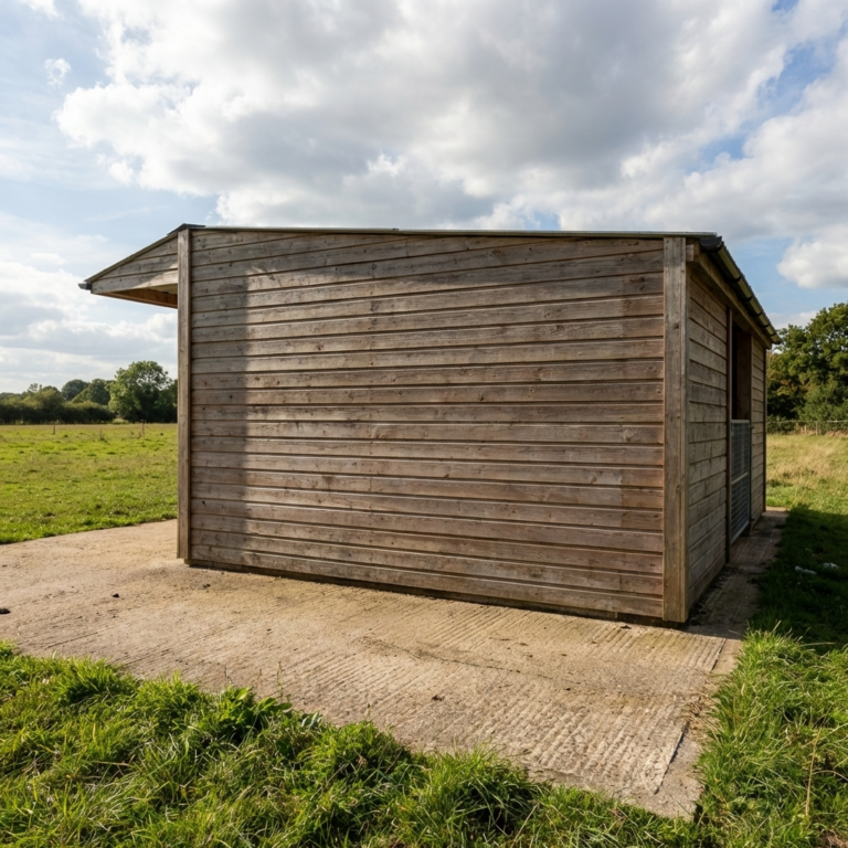 Râtelier central circulaire pour abri de prairie cheval