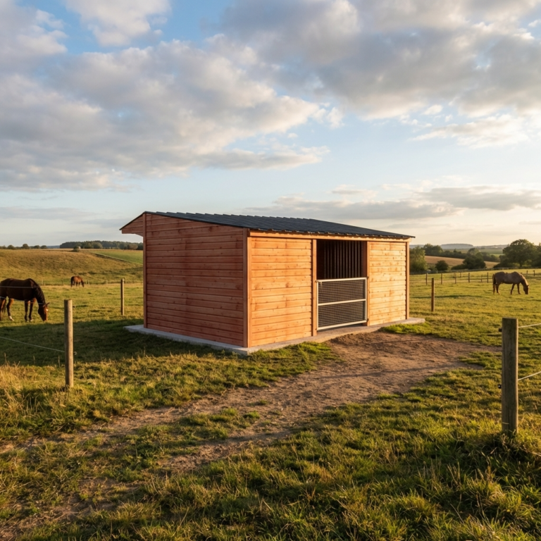 Abri double avec râtelier circulaire central