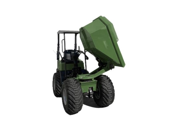 Dumper motorisé avec moteur Kubota 4 cylindres, capacité 1500 kg, idéal pour la manutention lourde en écurie