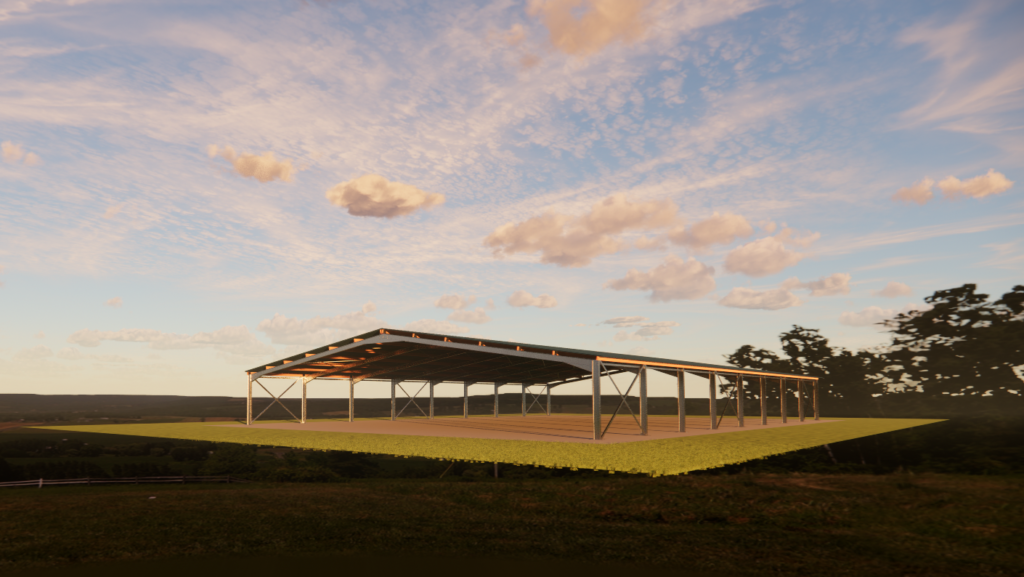 charpente métallique manège équestre 25 x 40m