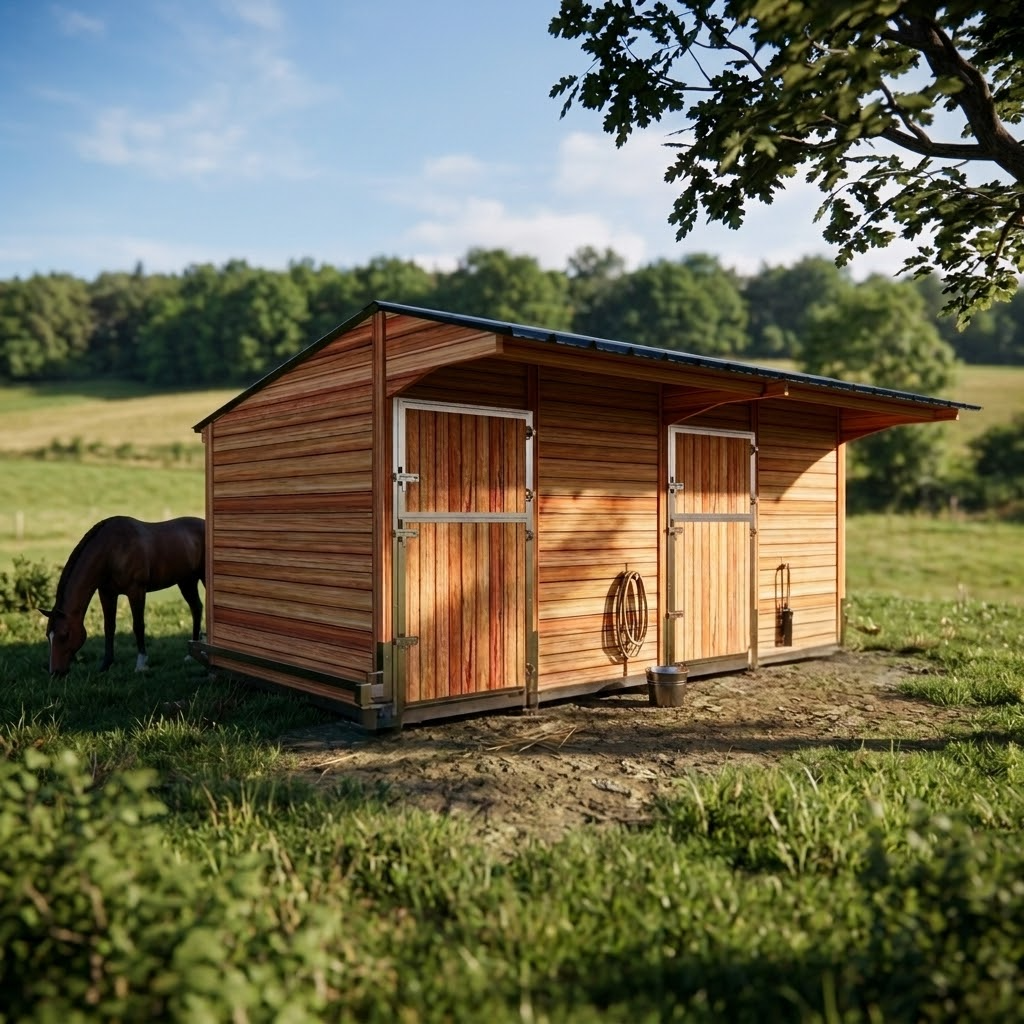 2 boxes en lignes déplaçables pour chevaux