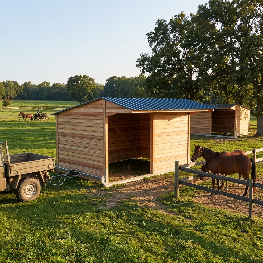 Abri de prairie déplaçable pour chevaux