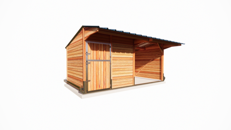 Box avec abri déplaçable pour chevaux