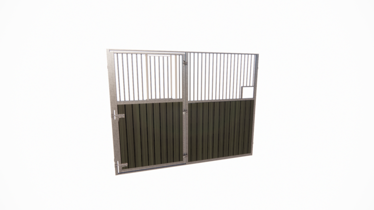 Façade de box avec porte battante demi volet résine