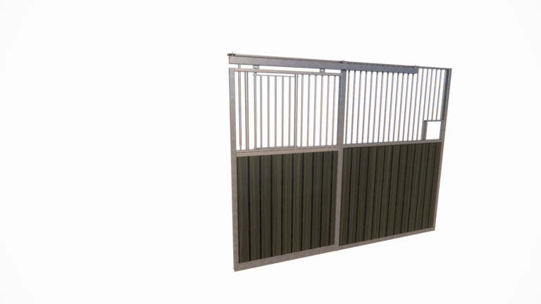 Façade de box avec porte coulissante et demi-volet résine