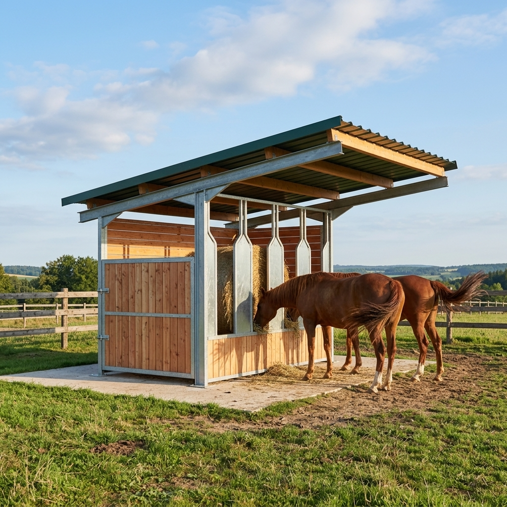 Equistation, râtelier abri pour chevaux