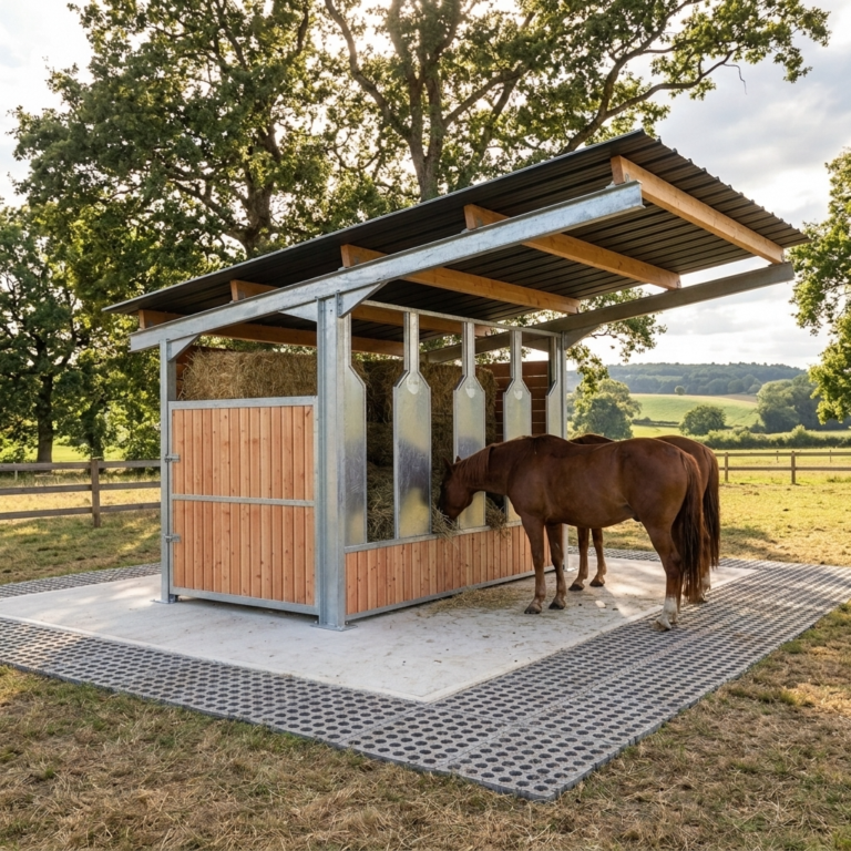 Equistation, râtelier abri pour chevaux